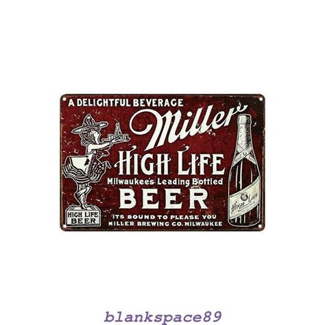 Metal Tin Sign Miller High Life Beer Decor Bar Pub Home Vintage Retro