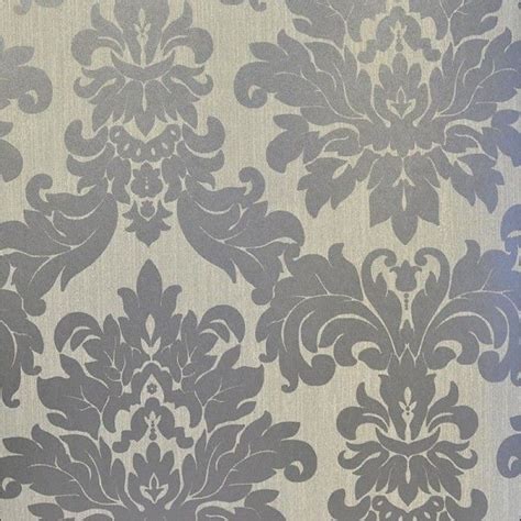 Free Download Silver On Taupe Grey Damask Modern Wallpaperguest Room