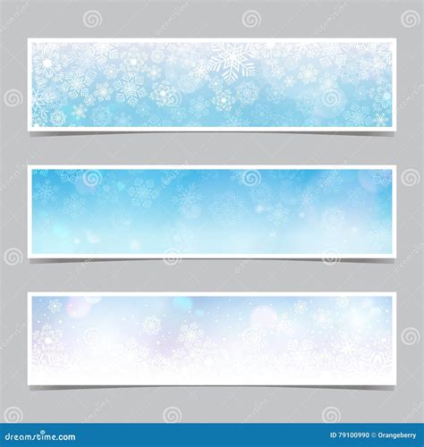 Set Of Winter Banners With Snowflakes Stock Vector Illustration Of