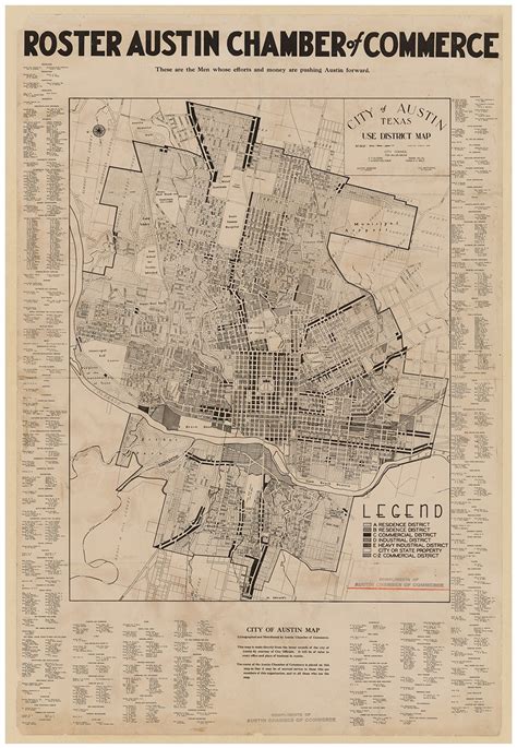 City Of Austin Texas Use District Map 1939 By Austin Chamber Of