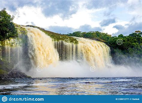 Scenic Waterfalls From Carrao River In Canaima National Park Venezuela