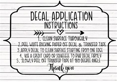 Decal Instructions Svg Care Card Svg Includes Svg And Png Etsy