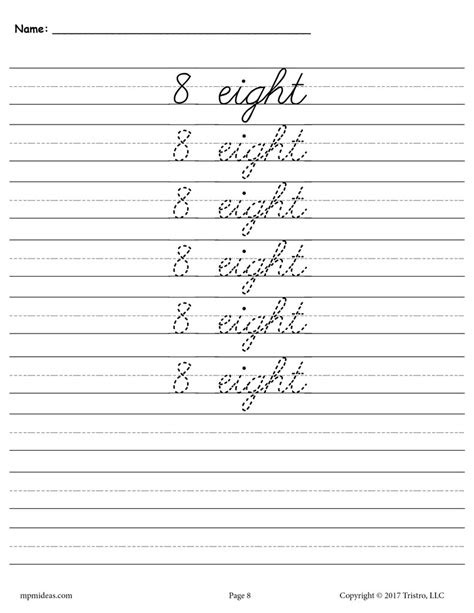 Cursive alphabet handwriting name practiceorksheets sheets numbers. FREE Cursive Handwriting & Number Tracing Worksheets 1-20 ...