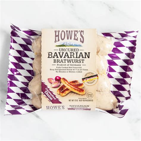 Howes Uncured Bavarian Bratwurst Caramelized Onion 12 Oz