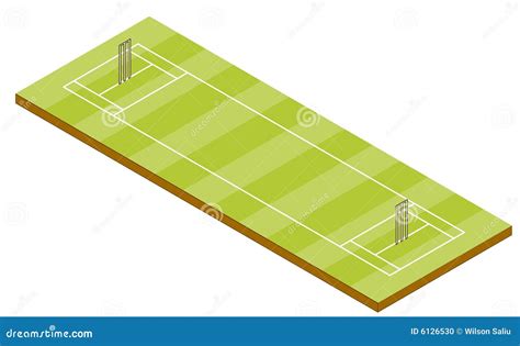 Cricket Pitch Isometric View Stock Illustration Illustration Of