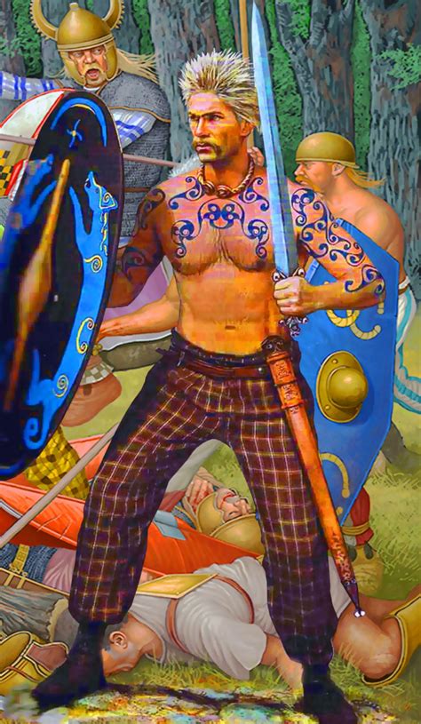 Celtic Swordsman With Body Paint And Lime Washed Hair Celtic Warriors Warrior Paint Ancient