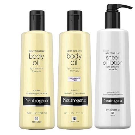 Neutrogena Lightweight Sesame Body Oil Sheer Oil Lotion For Dry Skin