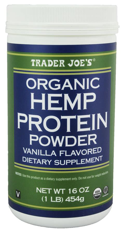 Trader Joes 16 Oz Organic Hemp Protein Powder Dietary Supplement Vanilla