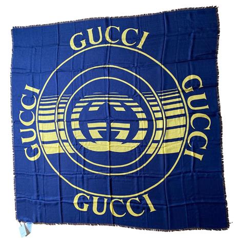 Gucci Logo Print Scarfstole Blue Modal Ref550747 Joli Closet