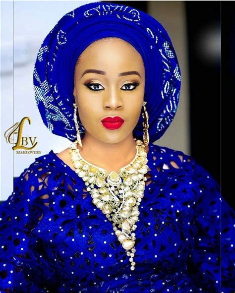 Aso Oke Bridenigerian Nigeria Weddingroyal Blueblueafrican Bride