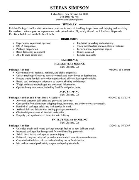 How to write a curriculum vitae (cv format, sample or example for job application). Best Package Handler Resume Example From Professional Resume Writing Service