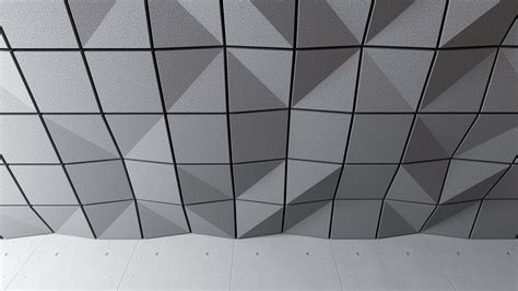 Ceiling panels with exceptional acoustics, providing maximum sound absorption, and endless finishes possibilities. Crease Ceiling Tile - TURF