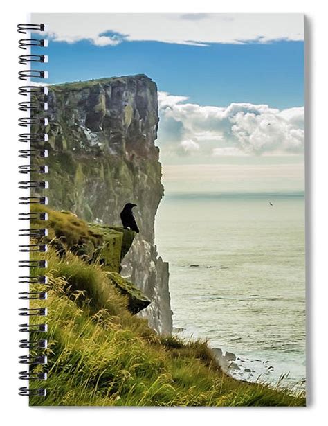 Latrabjarg Cliffs Iceland Spiral Notebook By Lyl Dil Creations Colorful Backgrounds Fine Art