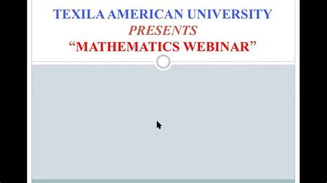 Mathematics Webinar Youtube