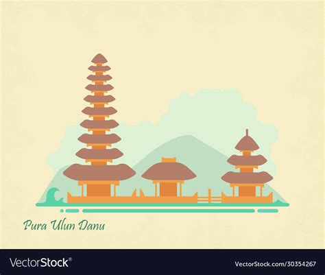 Indonesia Landmark Ulun Danu Temple In Bali Vector Image