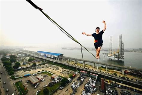 Guinness World Record Holder Takes Daring Rope Walk Across Lagos Bridge