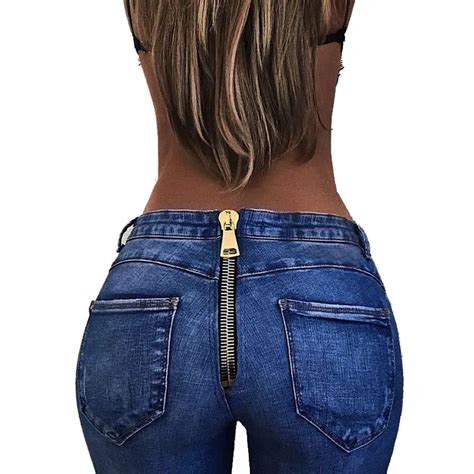 For Women Jeans Women Back Zipper Pencil Stretch Denim Skinny Jeans Pants High Waist