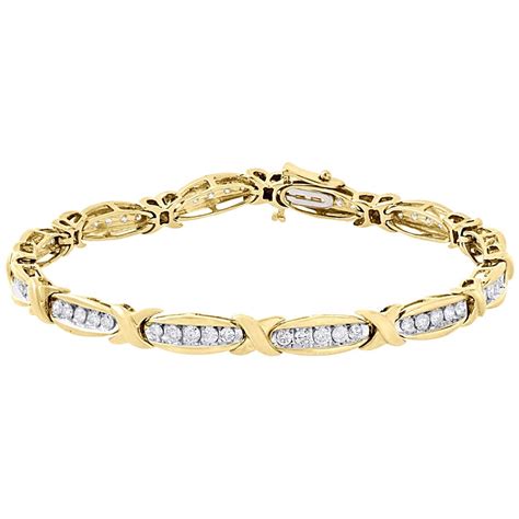 Jewelry For Less 10k Yellow Gold Round Diamond X Link Tennis