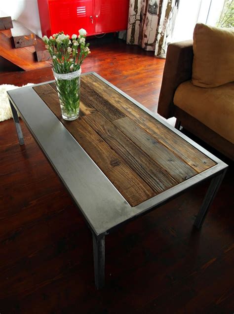 Handmade Rustic Reclaimed Wood And Steel Coffee Table Vintage