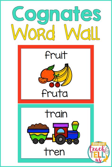 Cognates Word Wall In English And Spanish That Can Be Used With