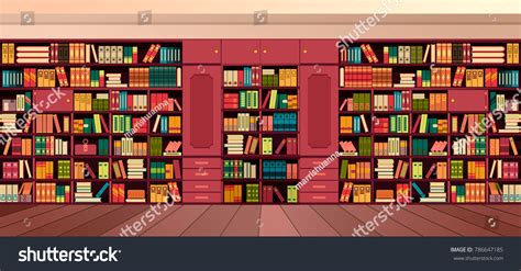 Vector Illustration Library Shelves Bookshelves Library Stock Vector