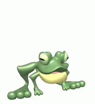 A Green Frog Is Sitting On Its Hind Legs