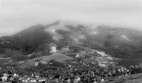 View Of Zlatibor Village And Foggy Mountain In Backround Stock Image