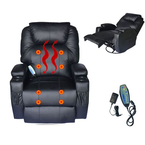 Tenive Deluxe Heated Vibrating Pu Leather Massage Recliner Chair