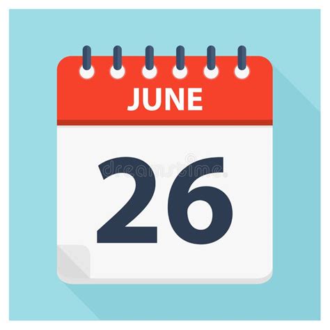 June 26 Calendar Icon Calendar Design Template Stock Illustration