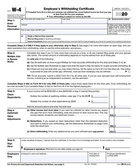 Employers withhold tax based on the information provided on the employee's tax withholding form w4. IRS has lauched a new W-4 for 2020 - insightfulaccountant.com