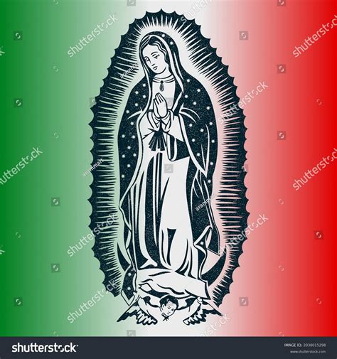 Nuestra Señora de Guadalupe con bandera vector de stock libre de