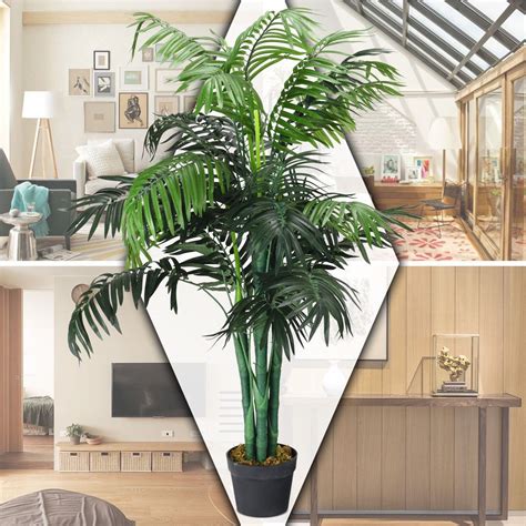 Floral Décor Home And Garden Tropical Artificial Silk Palm Tree In Pot