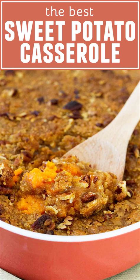 This fall, try a sweet potato casserole with flavorful toppings and ingredients like salted caramel, cranberries, coconut, pecans, apples, and more. The BEST Sweet Potato Casserole Recipe - Taste and Tell | Recipe | Sweet potato recipes ...