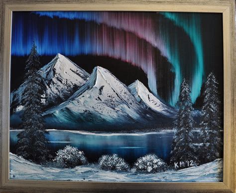 Northern Lights Bob Ross Painting Painted In Class Today Flickr