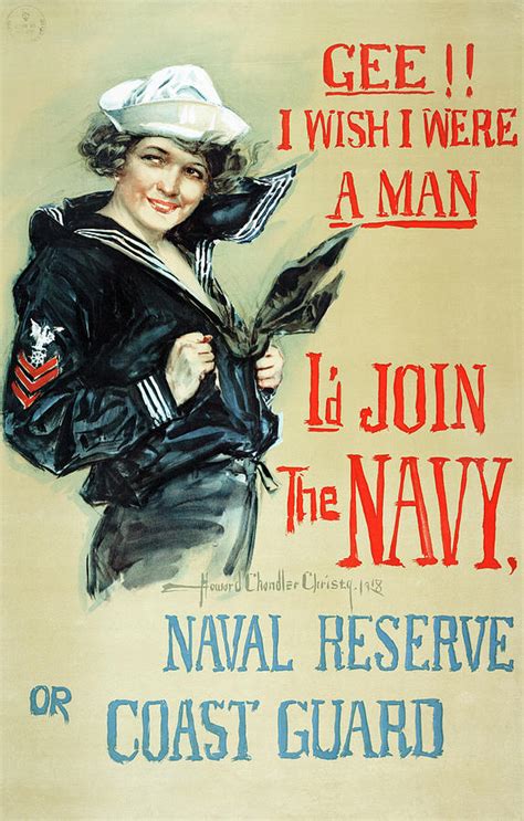 Gee I Wish I Were A Man Id Join The Navy 1917 Painting By Howard