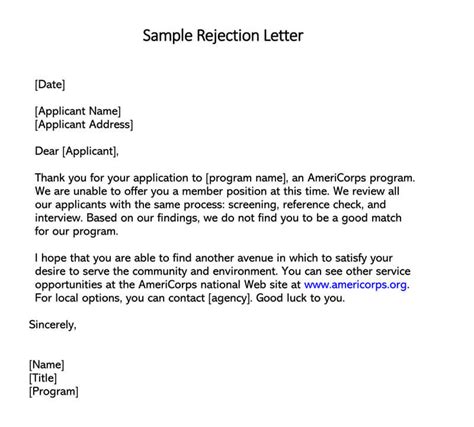 20 Rejection Of Job Application Letter Sample Simple Cover Letter