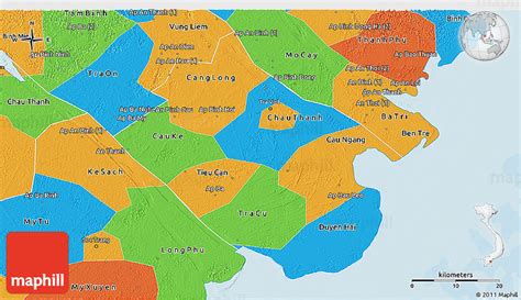 Political 3d Map Of Tra Vinh