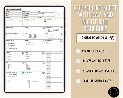 Icu Report Sheet Icu Nurse Report Sheet Nurse Report Sheet Etsy