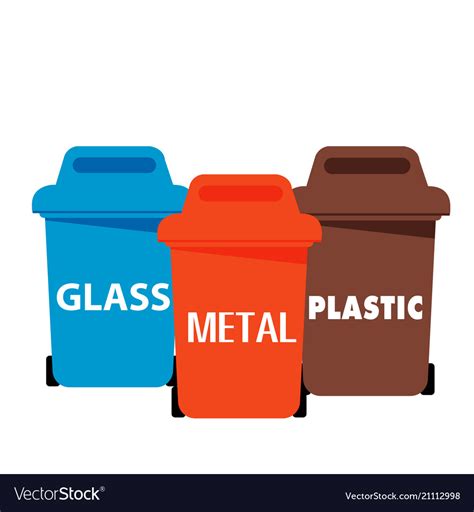 Different Color Recycle Bin Glass Metal Plastic Ve