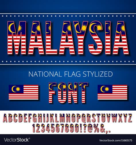 Malaysia Flag Font Royalty Free Vector Image Vectorstock