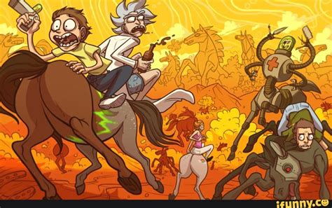 Fan Art Rick And Morty Riding Horses Rick And Morty Show