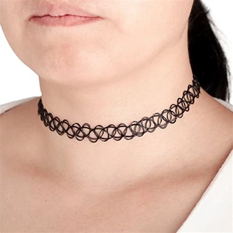 Rubber Necklace Chain Henna Tattoo Choker Collar Stretch Elastic Set