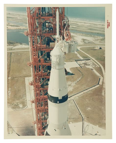 Apollo 11 Saturn V On The Launch Pad Vintage Nasa Red Number