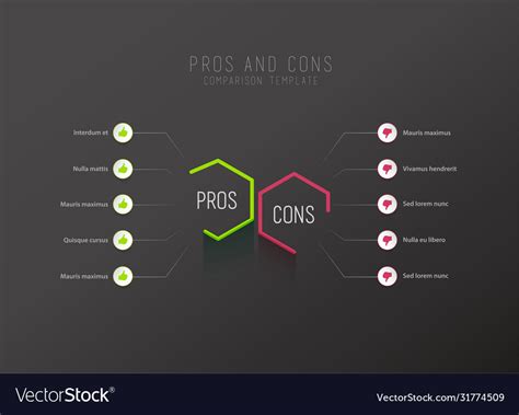 Pros And Cons Comparison Template With Green And Vector Image