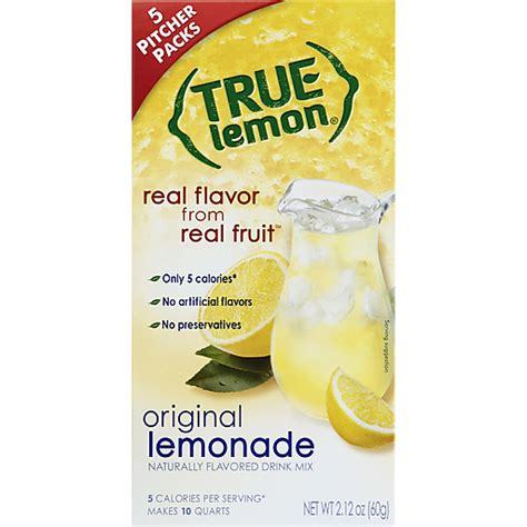 True Lemon Drink Mix Original Lemonade Pitcher Packs 5 Ea Powdered