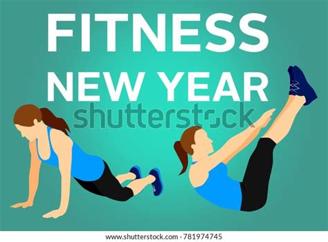 Happy Fitness New Year Wallpaper Stock Illustration 781974745