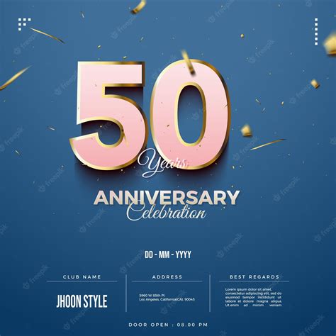 Premium Vector 50th Anniversary Invitation With Rose Gold Colored Numbers