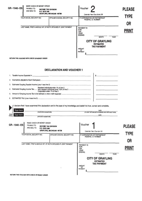 Form Gr 1040 Es Payment Voucher Printable Pdf Download