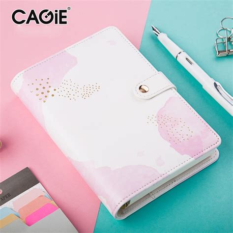Cagie A6 Binder Kawaii Notebook Leather Cute Planner Refiller Journal