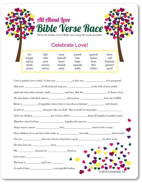 Printable All About Love Bible Verse Race Children